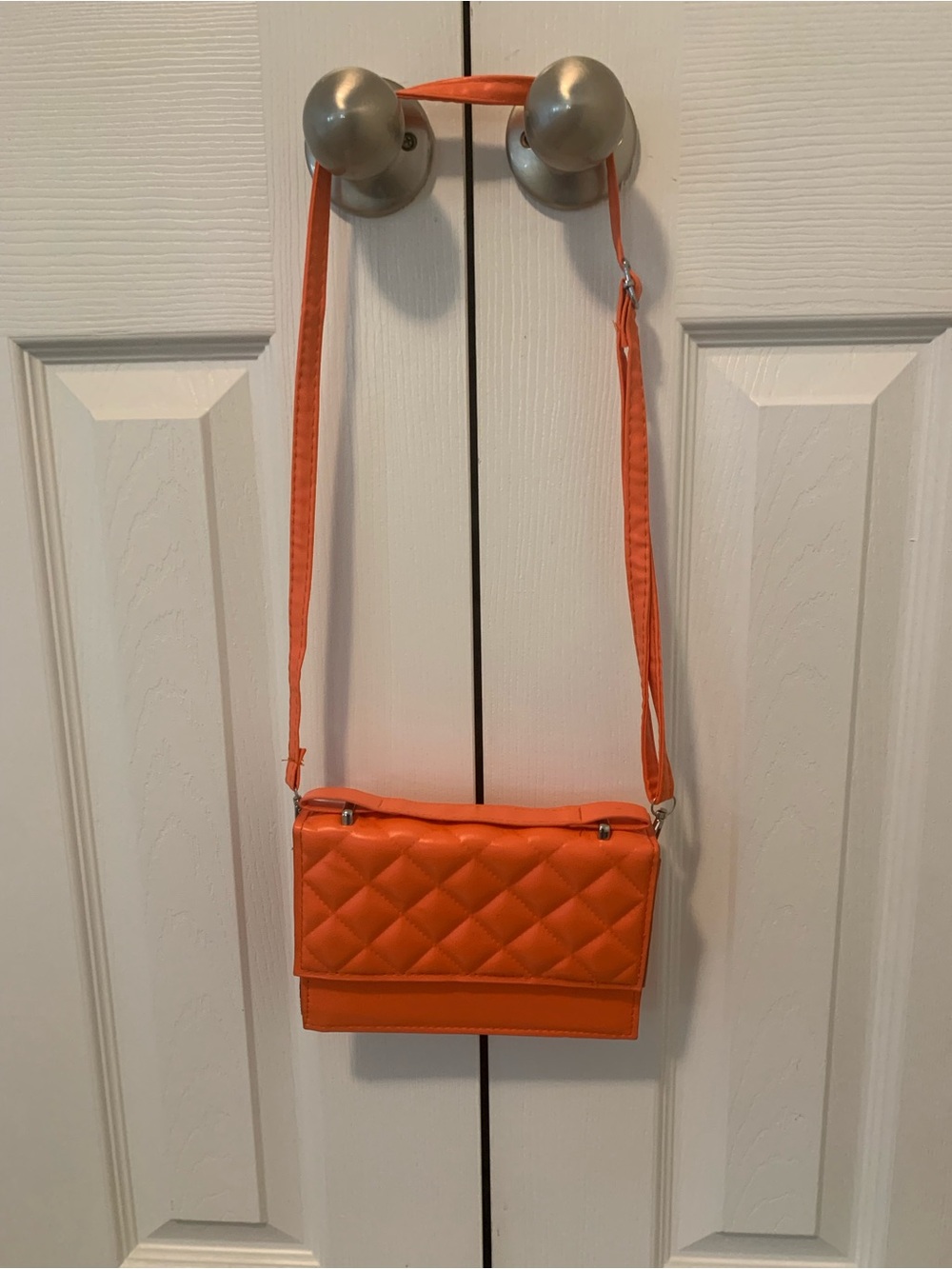 Quilted Orange Crossbody Bag for Women